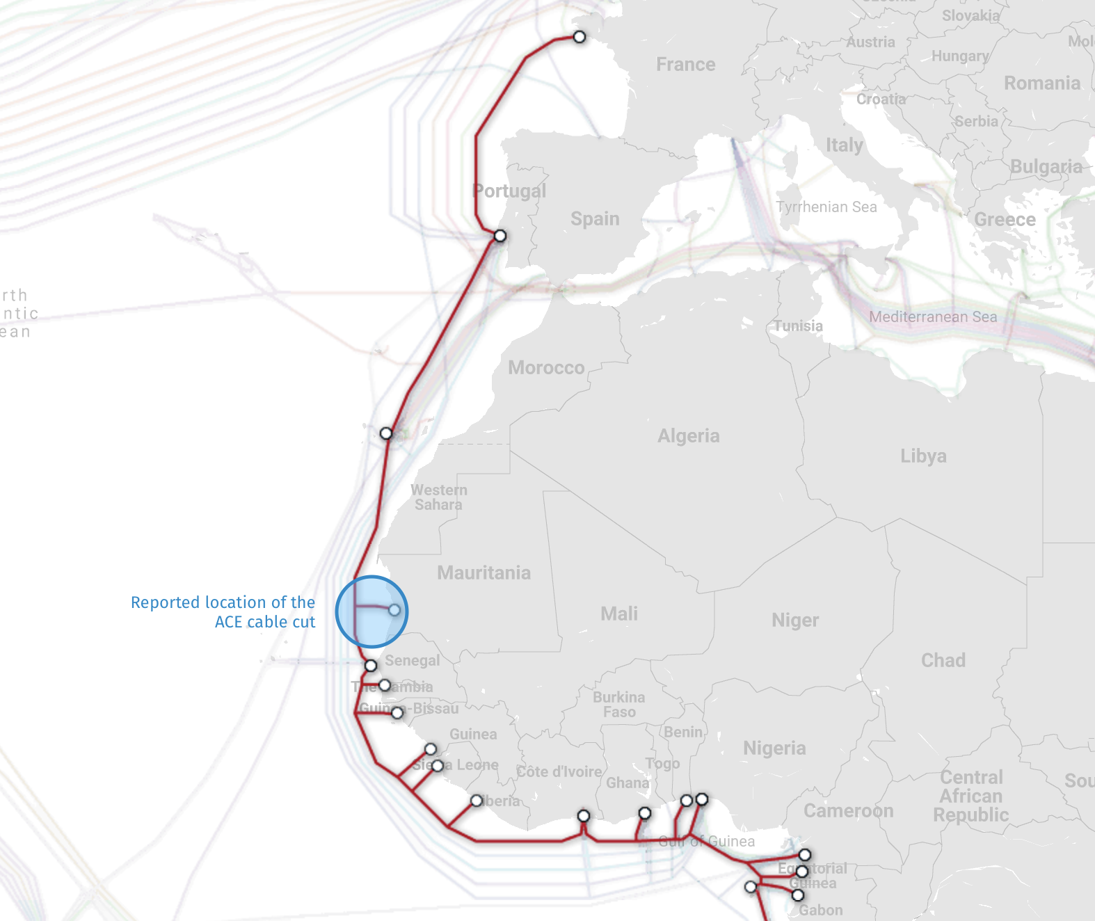 ACE Submarine Cable Cut