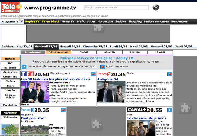 French TV guide website.